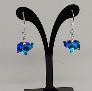 Crystal Elephant earrings - blue